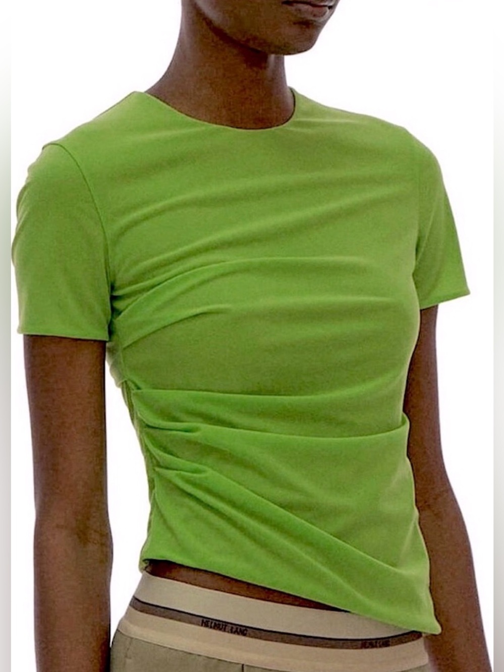 HELMUT LANG Ruched Reversible Short Sleeve Top, NEW